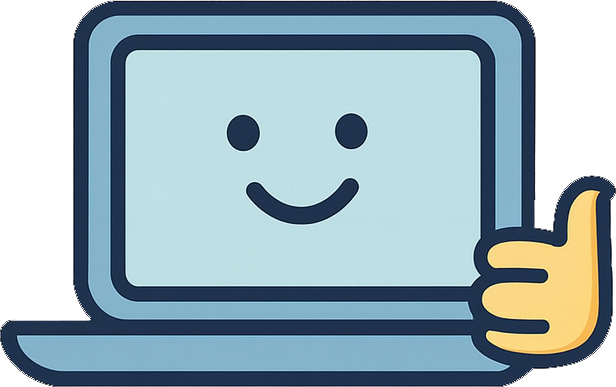 Smiling computer illustration